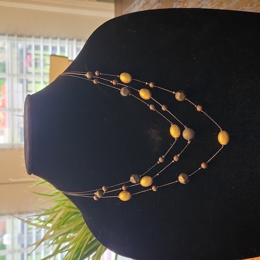 NY 21" Stone 3 Strand Necklace